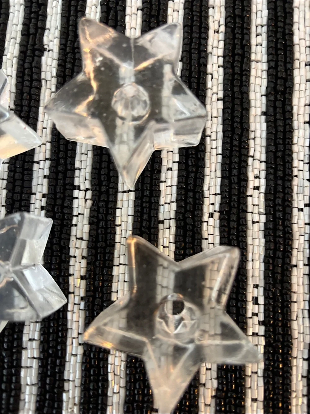 Set of 6 vintage clear glass candle holders in a star shape